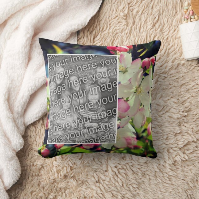 Early Spring Blossoms Frame Create Your Own Photo Throw Pillow (Blanket)