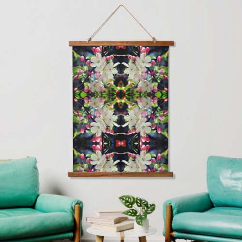 Early Spring Crabapple Blossoms Abstract Hanging Tapestry