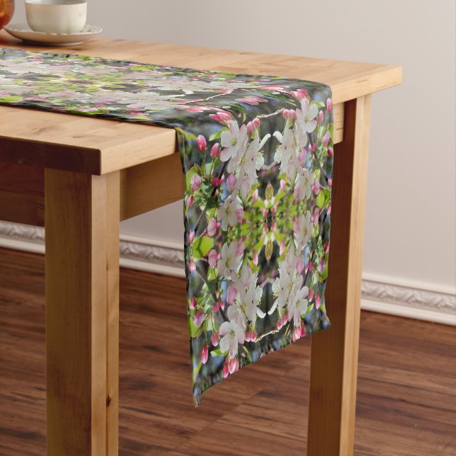 Early Spring Crabapple Blossoms Abstract Pattern Short Table Runner (In Situ)