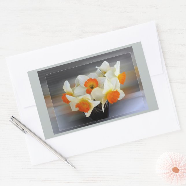 Early spring daffodils rectangular sticker (Envelope)