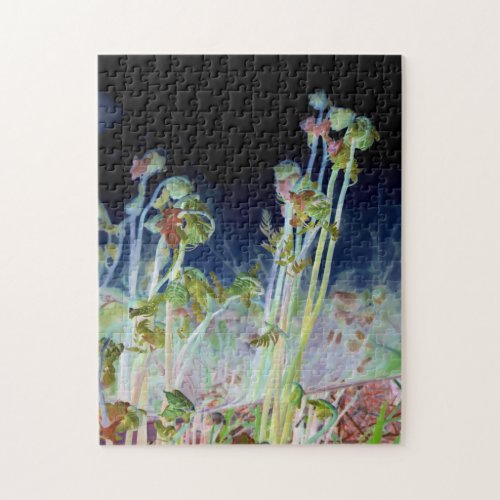 Early Spring Digitally Altered Fiddlehead Ferns Jigsaw Puzzle