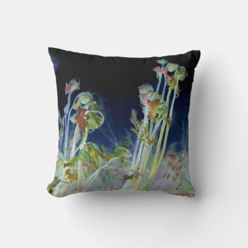 Early Spring Digitally Altered Fiddlehead Ferns Throw Pillow