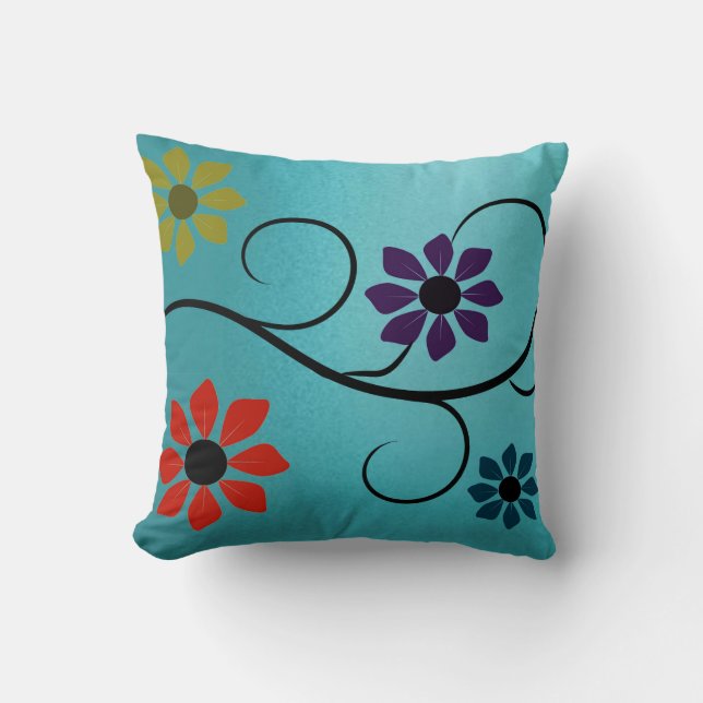 Early Spring Multi Flower Pillow-Design 1 Throw Pillow (Front)
