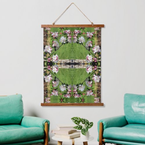 Early Spring Pink And White Blossoms Abstract Hanging Tapestry