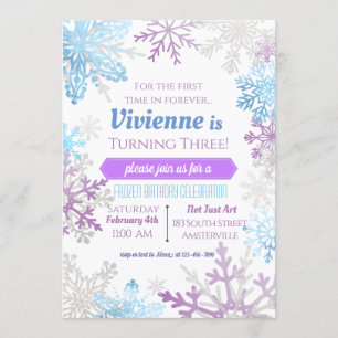 Early Spring Snowflakes Birthday Invitation