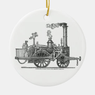 Early Steam Locomotive Ceramic Ornament