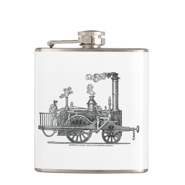 Early Steam Locomotive Flask (Front)