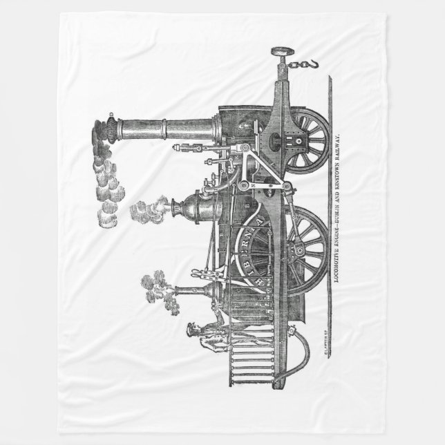Early Steam Locomotive Fleece Blanket (Front)