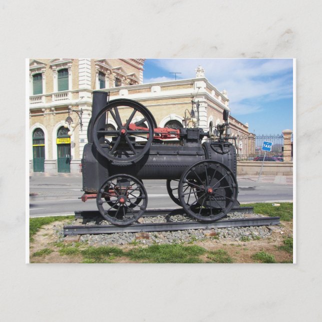 Early Steam Locomotive in Cartagena. Postcard (Front)