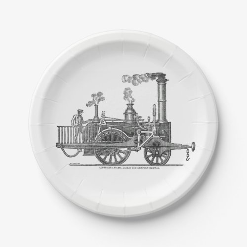 Early Steam Locomotive Paper Plates