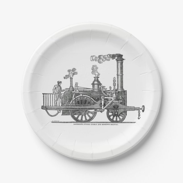 Early Steam Locomotive Paper Plates (Front)