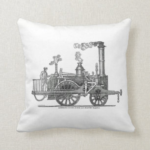Early Steam Locomotive Throw Pillow