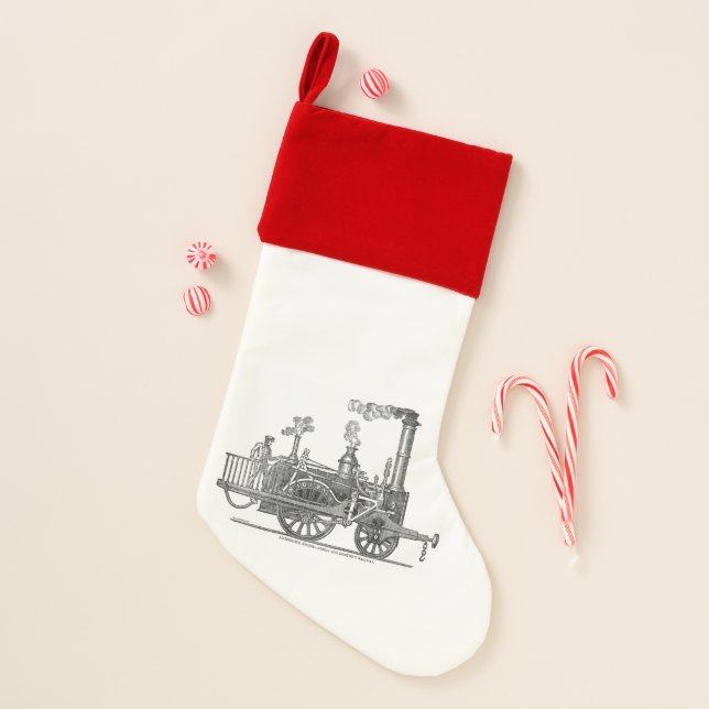 Early Steam Train Locomotive Christmas Stocking (Front)