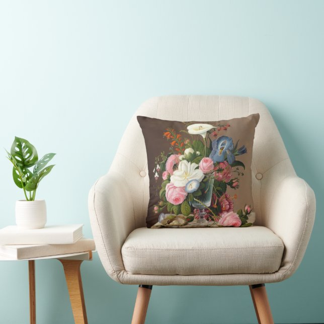 Early Summer Flowers , Severin Roesen  Throw Pillow (Chair)