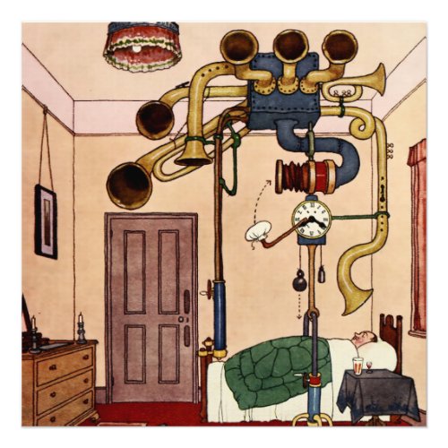 Early to Bed Cartoon by W Heath Robinson Photo Print