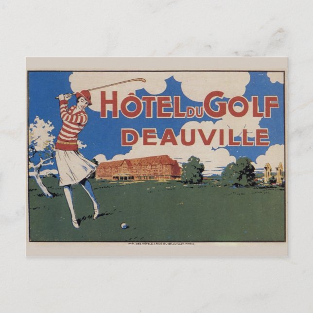 Early Vintage French Golf Postcard w Female Golfer (Front)