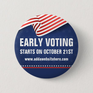 Early Voting 2026 Midterm Election American Flag Button