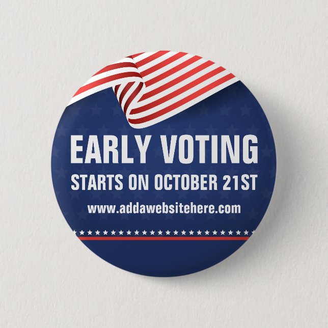 Early Voting 2026 Midterm Election American Flag Button (Front)