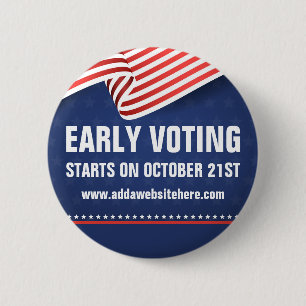 Early Voting American Flag Election Dates Button