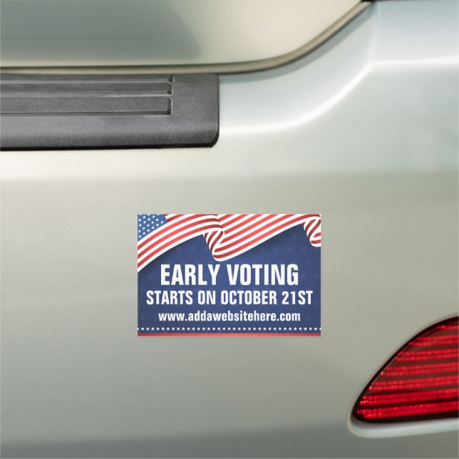 Early Voting American Flag Election Dates Car Magnet (In Situ)