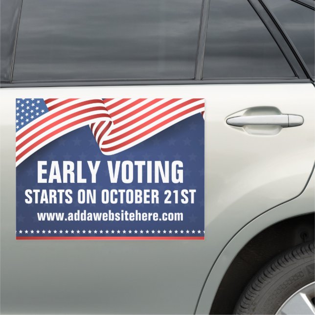 Early Voting American Flag Election Dates Large Car Magnet (In Situ)