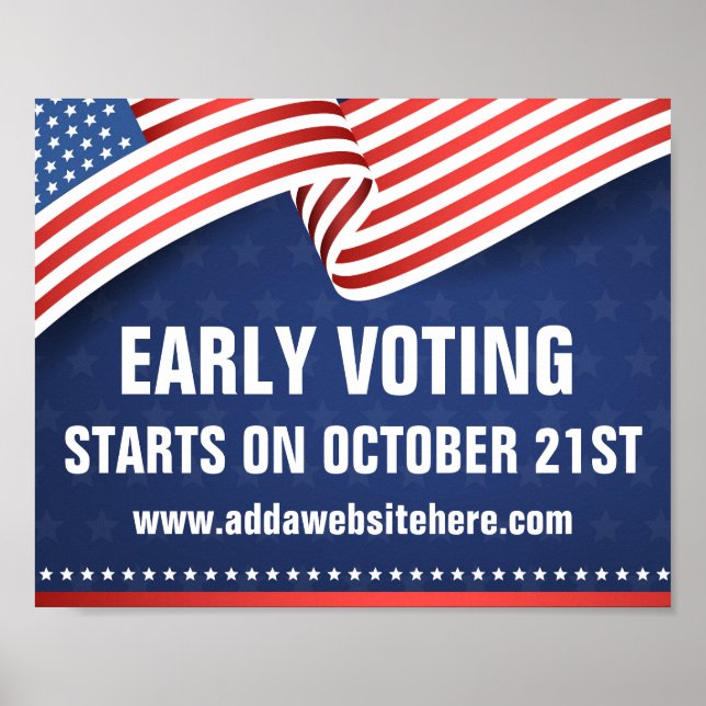 Early Voting American Flag Election Dates Poster (Front)