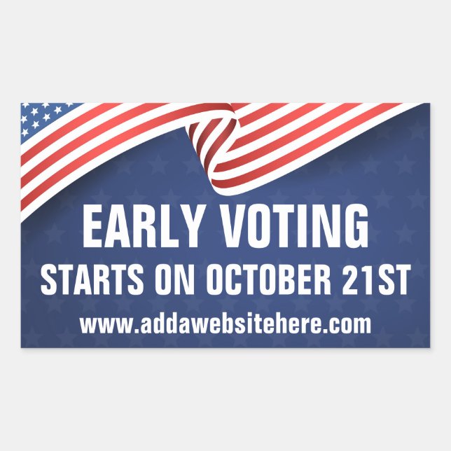 Early Voting American Flag Election Dates Rectangular Sticker (Front)