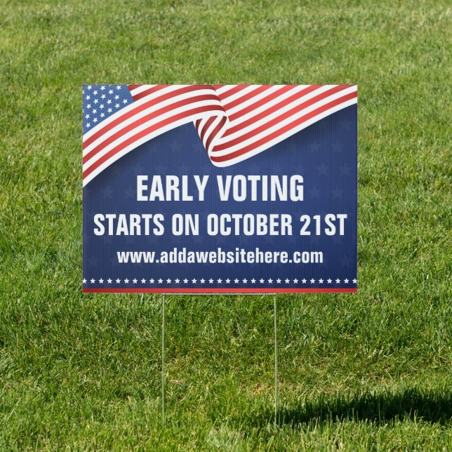 Early Voting American Flag Election Dates Yard Sign (Insitu)