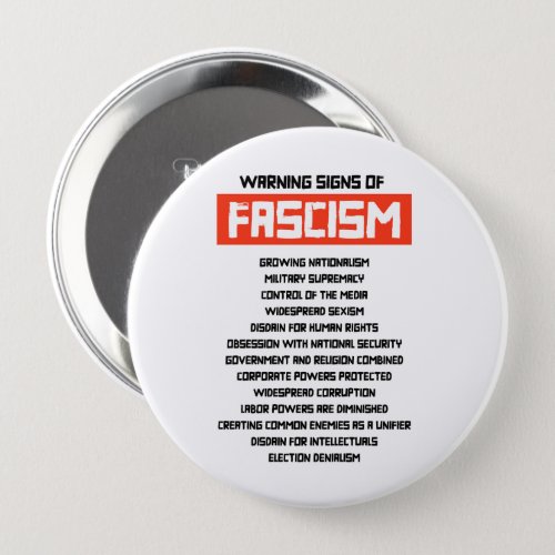 Early Warning Signs of Fascism Button