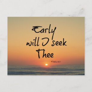 Early Will I seek Thee Bible Verse with Ocean Postcard