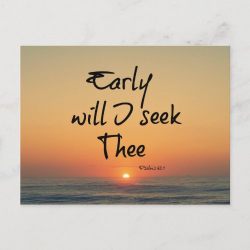 Early Will I seek Thee Bible Verse with Ocean Postcard