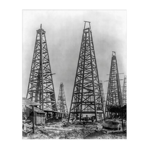 Early Wooden Oil Drilling Derricks of Texas 1901 Acrylic Print