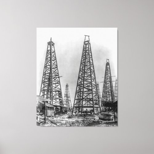 Early Wooden Oil Drilling Derricks of Texas 1901 Canvas Print