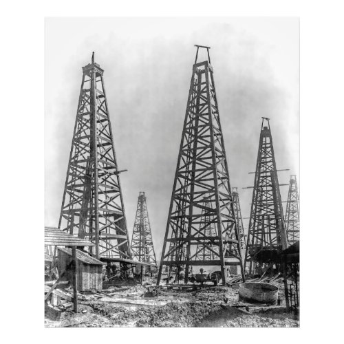 Early Wooden Oil Drilling Derricks of Texas 1901 Photo Print