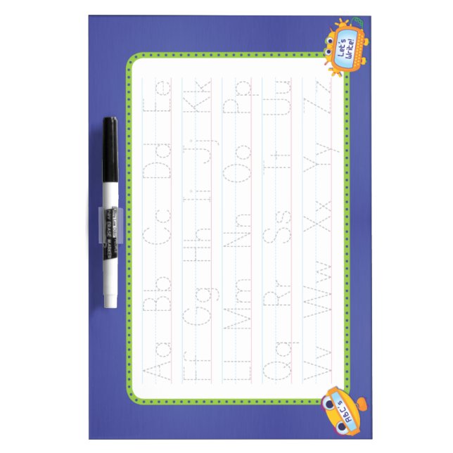 Early Writing Dry Erase Board: Tracing, Robots Dry Erase Board (Front)