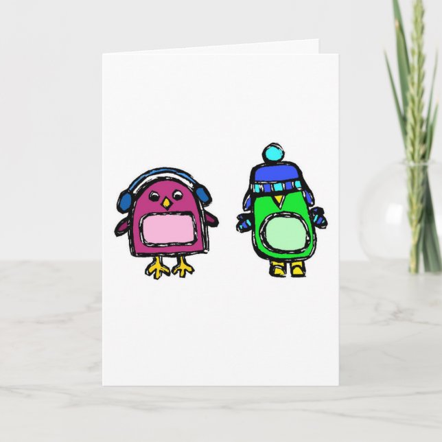 Earmuffs and Mittens the Penguins Happy Holidays Holiday Card (Front)