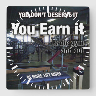 Earn It - Workout Motivational Square Wall Clock