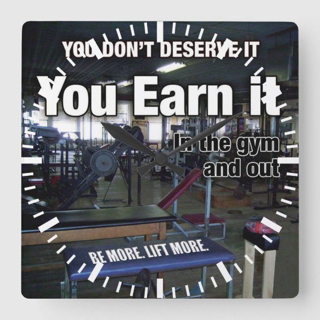 Earn It - Workout Motivational Square Wall Clock (Front)