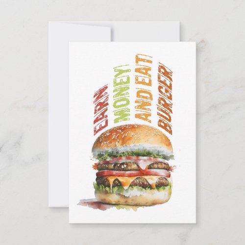 Earn Money And Eat Burger Humorous Burger Design