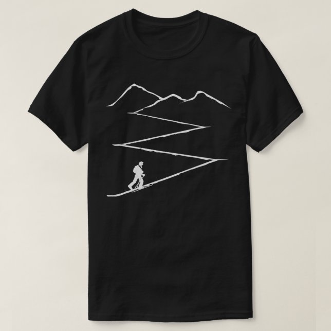 Earn Your Turns Ski Touring Ski Touring with Retro T-Shirt (Design Front)