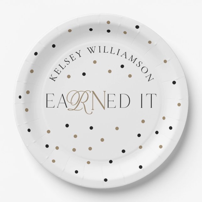 eaRNed It Nursing School Graduation Celebration Paper Plates (Front)