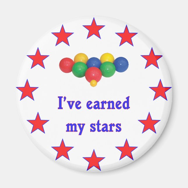 Earned My Stars Bocce Ball Magnet (Front)