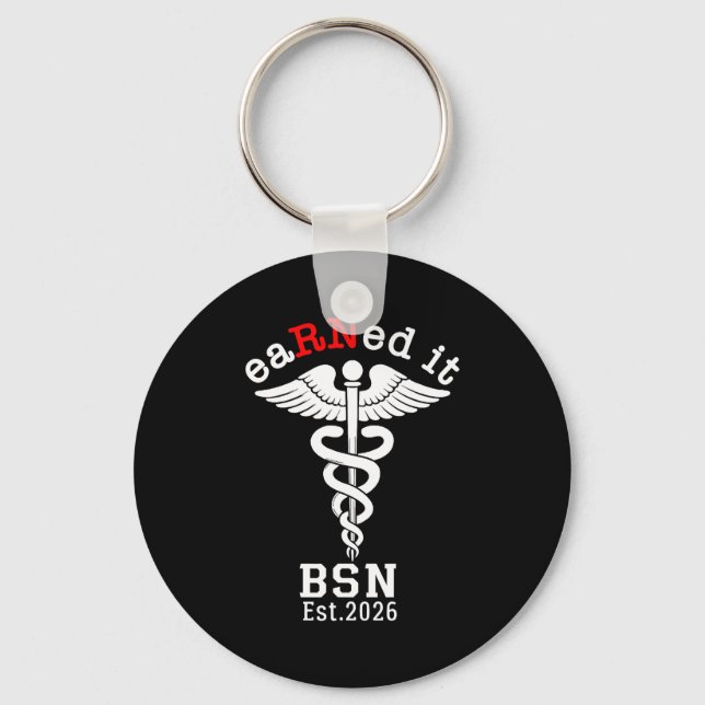 Earned rn bsn est. 2026 - nursing school graduate keychain (Front)