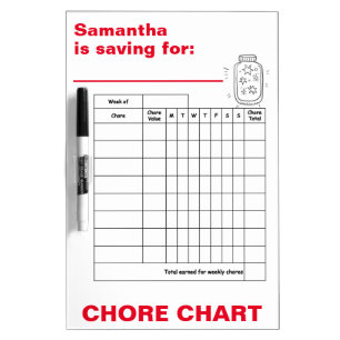 Earnings Based Chore Chart Dry Erase Board