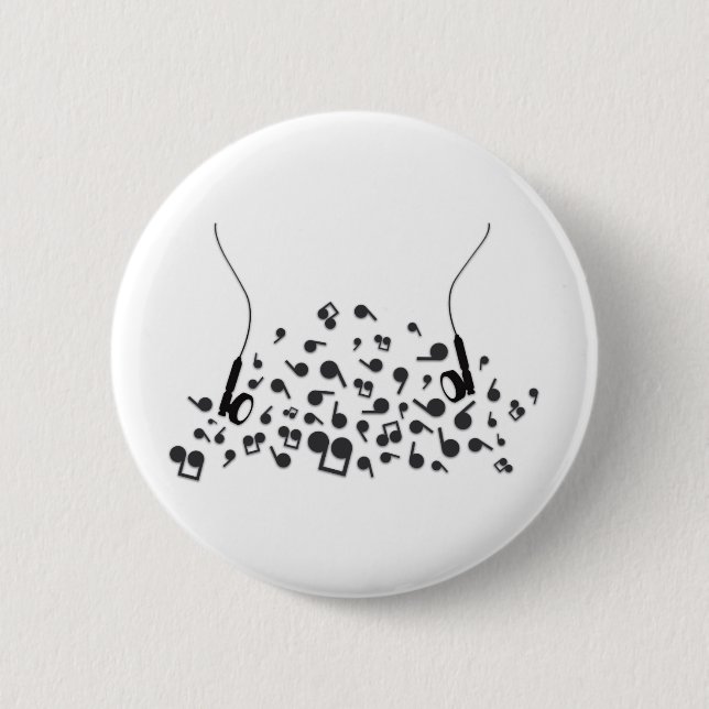 Earphones Pinback Button (Front)