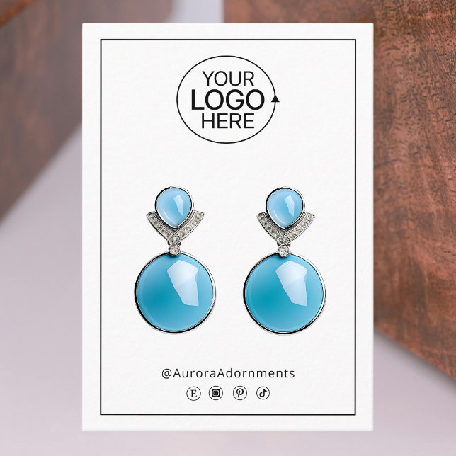Earring Add Your Logo Black and White Display Card (Earring Add Your Logo Black and White Display Card)