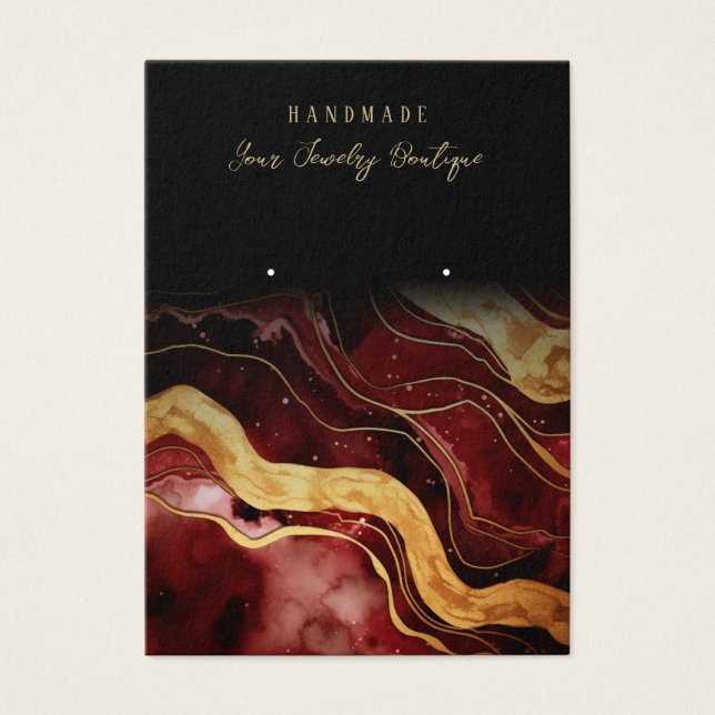 Earring Burgundy Gold Agate Jewelry Display Cards (Front)