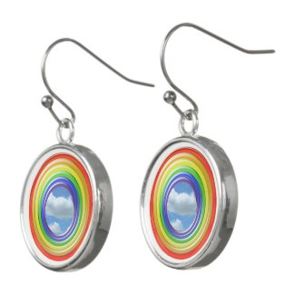 Earring - Circular Rainbow and Clouds