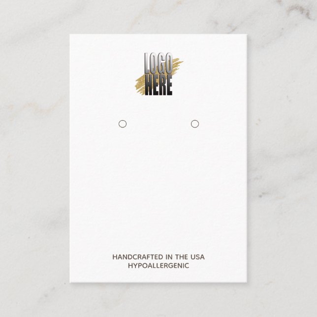 Earring Display Add Logo  Social Media White Business Card (Front)
