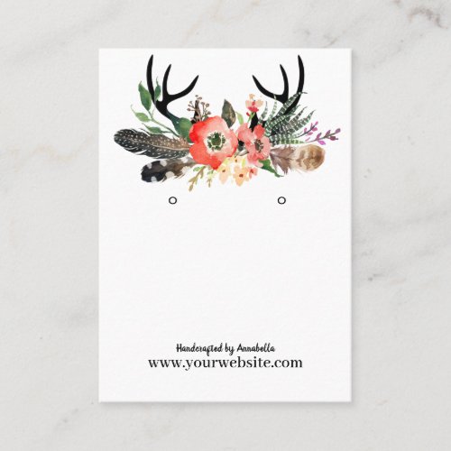 Earring Display Card  Boho Feather Floral Antlers